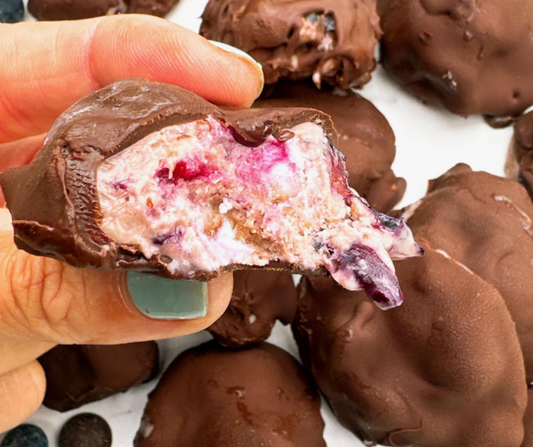 Chocolate-Covered Blueberry Protein Clusters