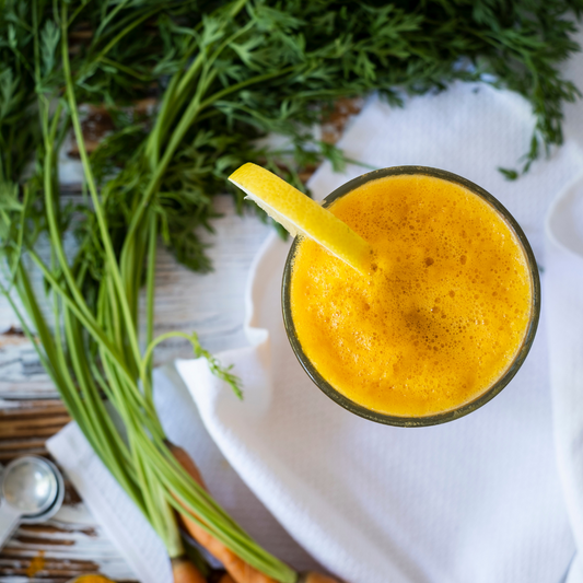 Delicious SPICED CARROT CAKE PROTEIN SMOOTHIE in a glass
