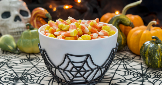 Halloween bowl of candy corn.
