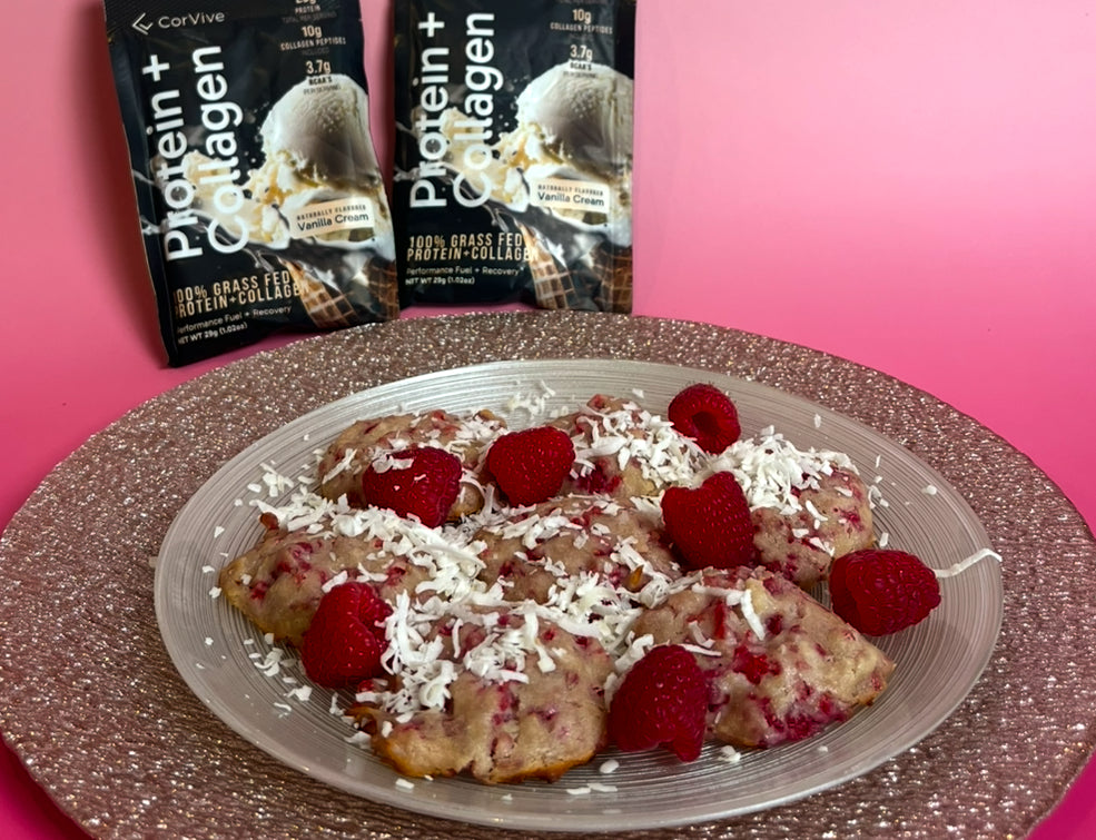 Raspberry Coconut Protein Cookies